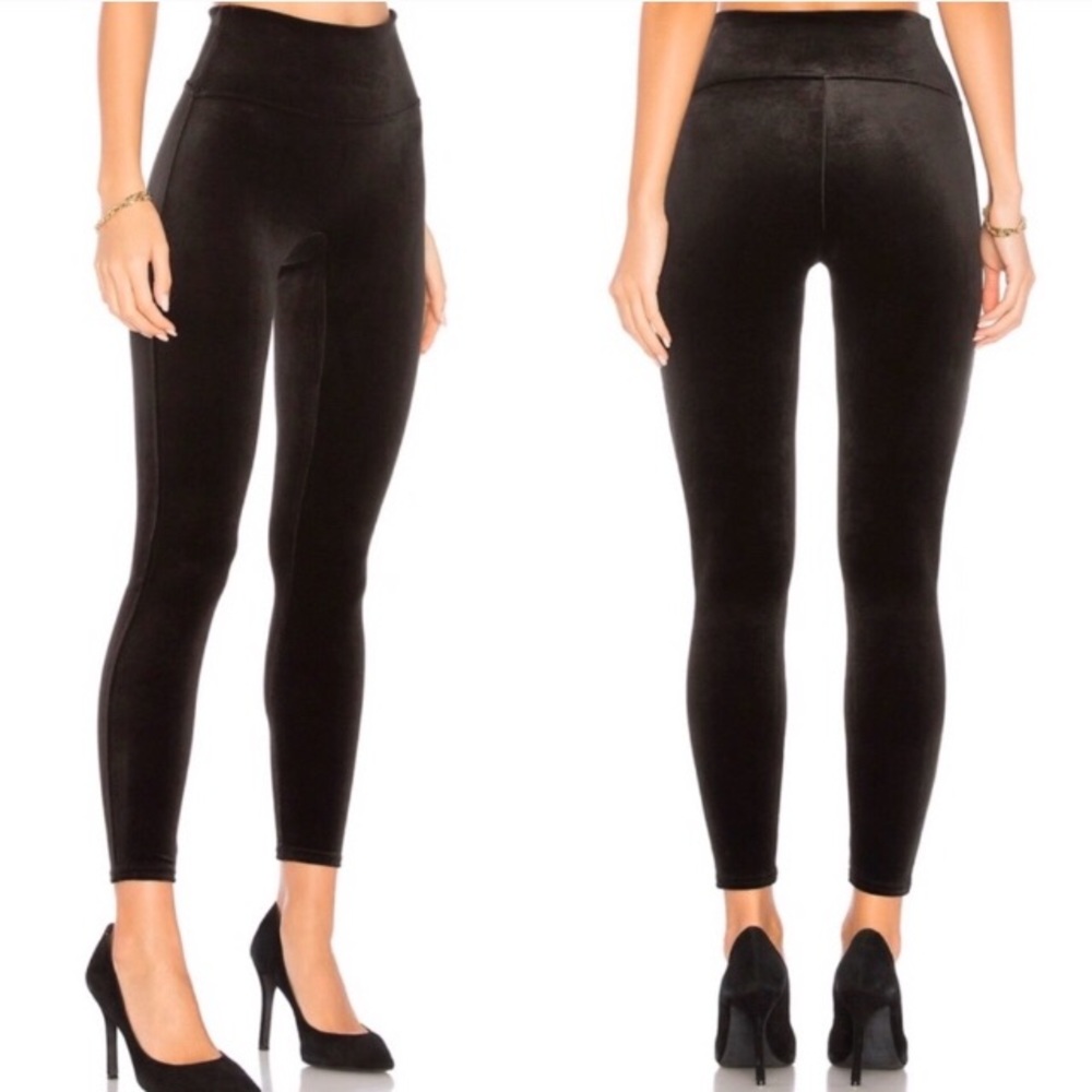 SPANX New Black Velvet Leggings Medium NWT